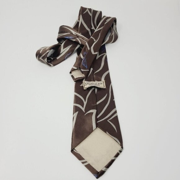 Givenchy Monsieur | Vintage Brown Printed Silk Tie (One Size) - Picture 12 of 16